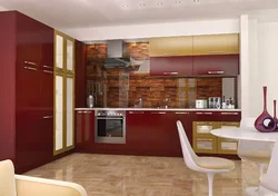 Burgundy Kitchen Interior Photo