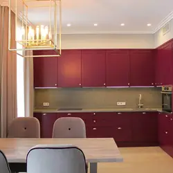 Burgundy kitchen interior photo