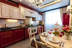 Burgundy kitchen interior photo