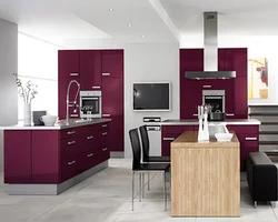 Burgundy kitchen interior photo