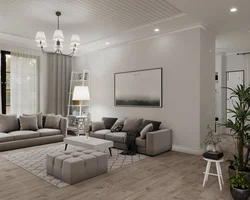 Modern living room design with gray floor