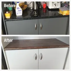 Kitchen in self-adhesive film before and after photos
