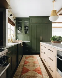Khaki kitchen in the interior photo