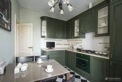 Khaki kitchen in the interior photo