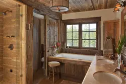 Wooden bathroom interior