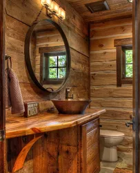 Wooden bathroom interior