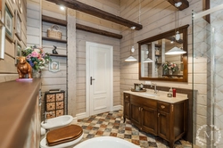 Интерьер деревянной ванной комнаты