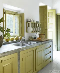 Оливковые фасады для кухни в интерьере
