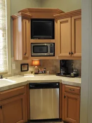 Small kitchen design with microwave