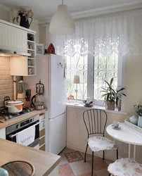 Khrushchev kitchen interior with balcony