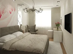 Interior of a bright bedroom 14 sq m