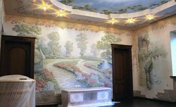 Frescoes in the apartment on the walls photo