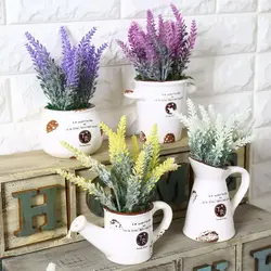 Artificial flowers in pots in the kitchen interior