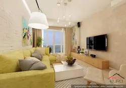 Interior Design Of A Living Room 20 Sq M With A Balcony