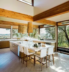 Kitchens in your house with large windows photo