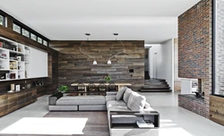 Combination Of Wood In The Living Room Interior