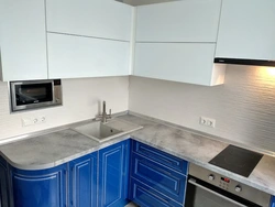 Photo Of Kitchen Top White Bottom Blue Top