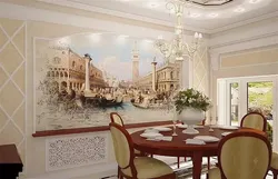 Full-wall paintings in the kitchen interior