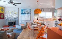 Orange Living Room Kitchen Photo