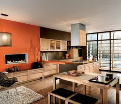 Orange Living Room Kitchen Photo