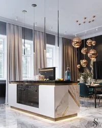 Gray and gold in the kitchen interior