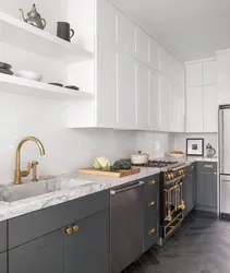 Gray and gold in the kitchen interior