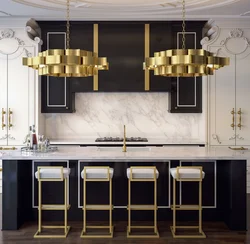 Gray and gold in the kitchen interior