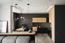 Photo Studio Apartment With Kitchen Design In Modern Style