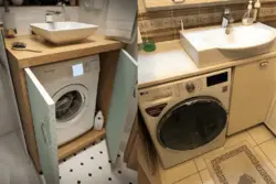 Тумба в ванную с раковиной и стиральной машиной фото