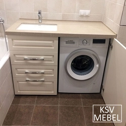 Bathroom Cabinet With Sink And Washing Machine Photo