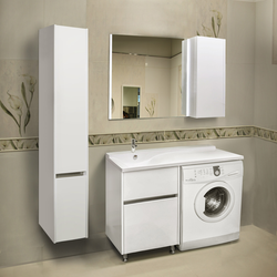 Bathroom cabinet with sink and washing machine photo