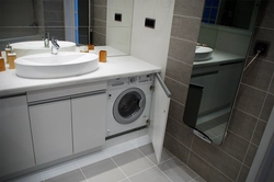 Bathroom Cabinet With Sink And Washing Machine Photo