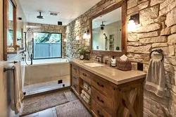 Combination of wood in the bathroom interior
