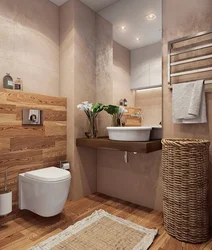 Combination of wood in the bathroom interior