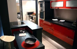 Black elements in the kitchen interior