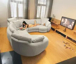 Sofa as a sleeping place in the living room photo
