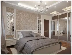 Bedroom design with wall-to-wall mirror