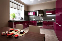 What colors go with burgundy in the kitchen interior