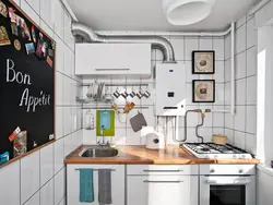 Kitchen design 9 sq.m. with column