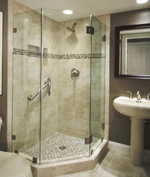 Shower without bathtub and shower cabin photo