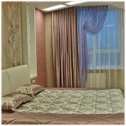 Interior of curtains in a bedroom with one window