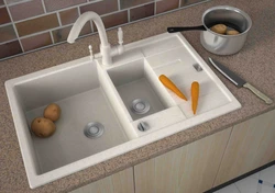 Double sink in the kitchen interior