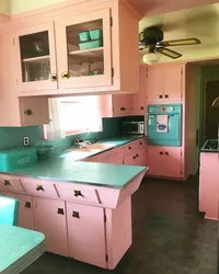 Мятно Розовый Интерьер Кухни