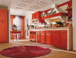 Terracotta color combination in the kitchen interior