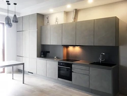 Gray concrete color in the kitchen interior