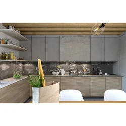 Gray concrete color in the kitchen interior