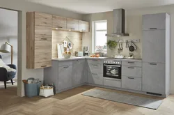 Gray Concrete Color In The Kitchen Interior