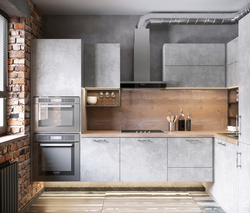 Gray concrete color in the kitchen interior