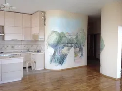 Рисунок на кухне во всю стену фото