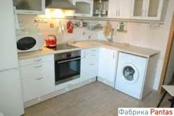 Kitchen design 4 square meters with refrigerator and washing machine